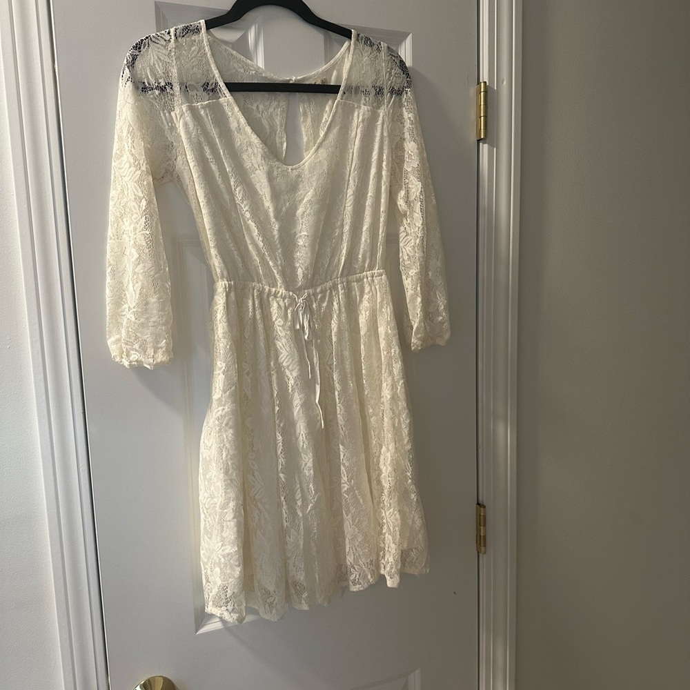Hollister Lace Skater Dress- Cream/ Long Sleeve/ Medium